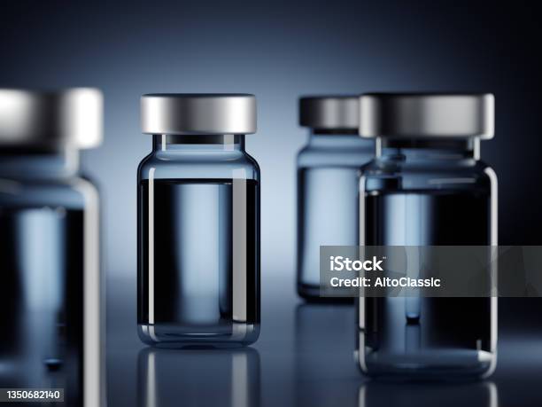 Vials With Vaccine For Injection Stock Photo - Download Image Now - Vial, Syringe, Vaccination