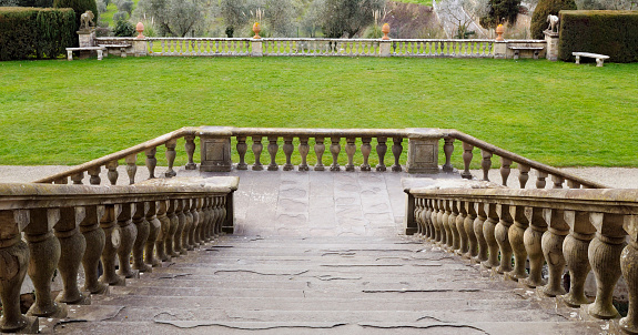 Ancient staircase, Artimino, Florence, Tuscany, Italy.