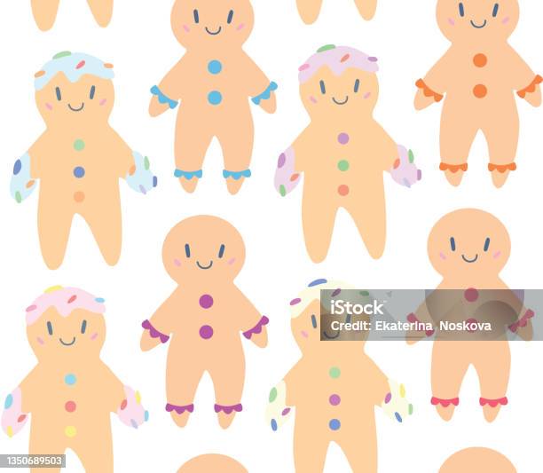 Gingerbread Man Row Pattern The Gingerbread Man Pattern Stock Illustration - Download Image Now ...
