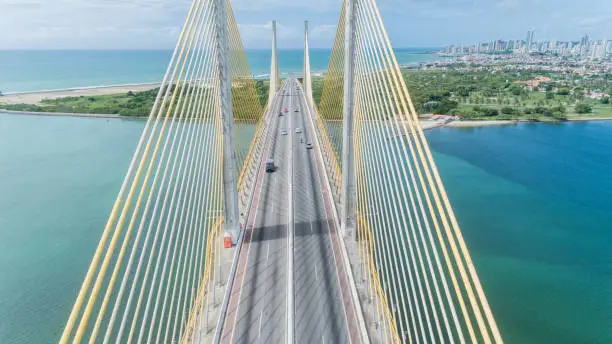 Photo of Aerial view of the bridge Newton Navarro of the city of Natal, RN.