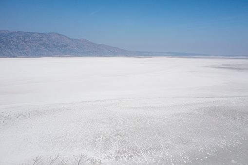 Aerial View of Salt Lake (Acigol) in Denizli / Turkey. Taken via drone
