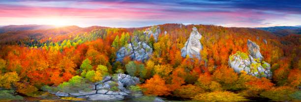 istock Dovbush Rocks in Bubnishche 360 ° panorama 1350699238