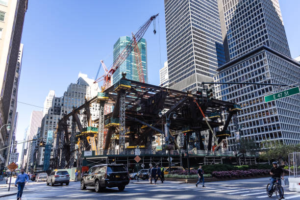 New York NY, USA - Sept 24, 2021  Construction has reached the first office levels of JP Morgan Chase‘s new 1,388-foot supertall headquarters at 270 Park Avenue in Midtown East. New York City, NY