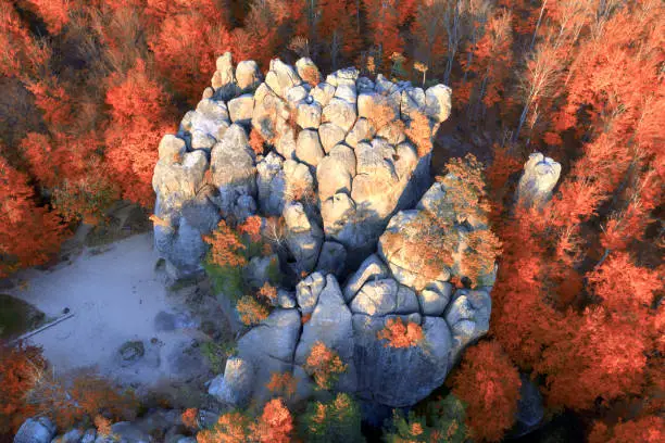 Photo of Dovbush Rocks in Bubnishche, Carpathians.