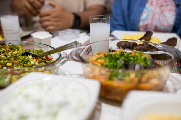 istock Glass of raki and appetizers on the table for dinnet 1350701053