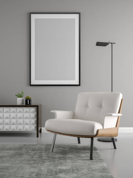 istock Minimalist Interior of modern living room 3D rendering 1350703910