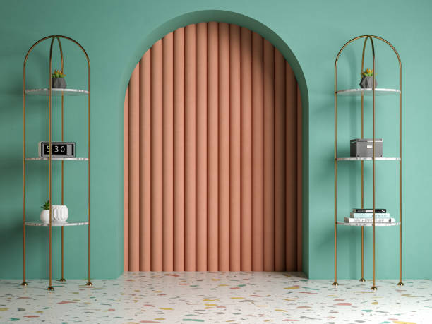 istock Memphis style conceptual interior room 3d illustration 1350703991