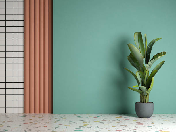 istock Memphis style conceptual interior room 3d illustration 1350704009