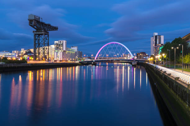 Finnieston Crane and The Clyde Arc, River Clyde, Glasgow, Scotland, UK stock photo