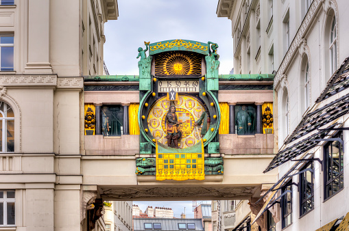 Ancient Anker clock (Anker clock) on Hoher markt square in Vienna, Austria