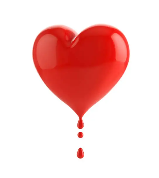 Bleeding heart. The symbol of unrequited love. 3D illustration
