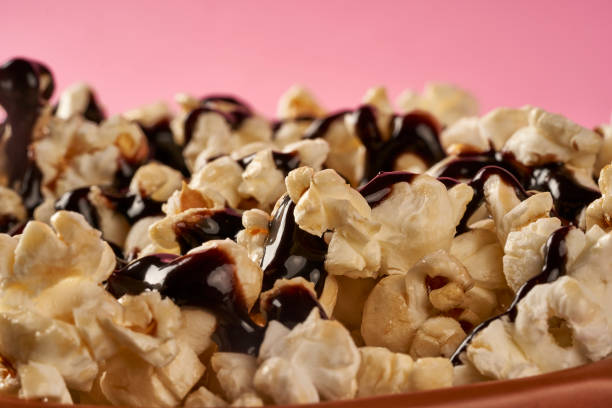 istock a close up popcorn with chocolate sauce 1350708844