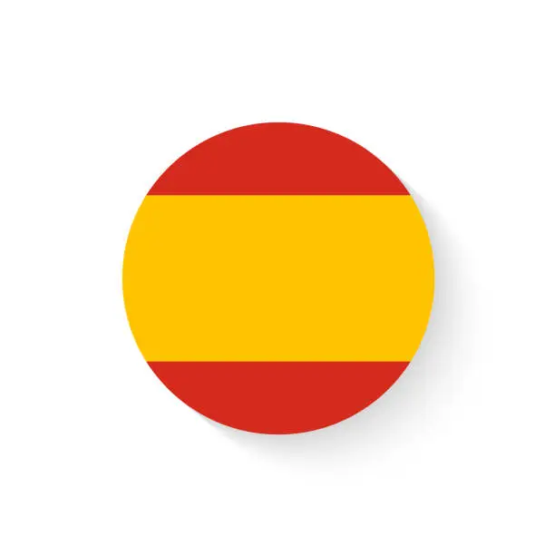 Vector illustration of Round spain flag vector icon isolated, spain flag button