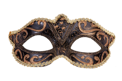 The original festive carnival mask gold on a white background