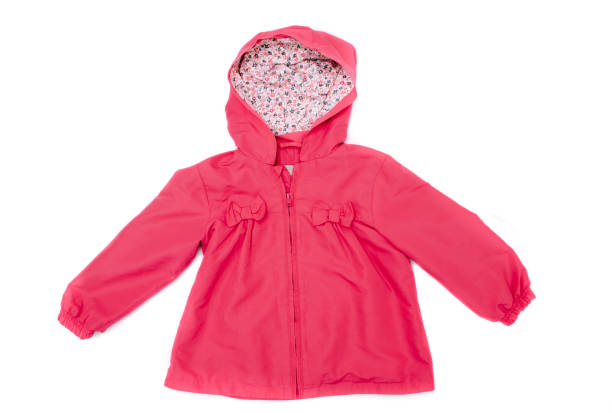istock red color girl's coat on white background 1350718310