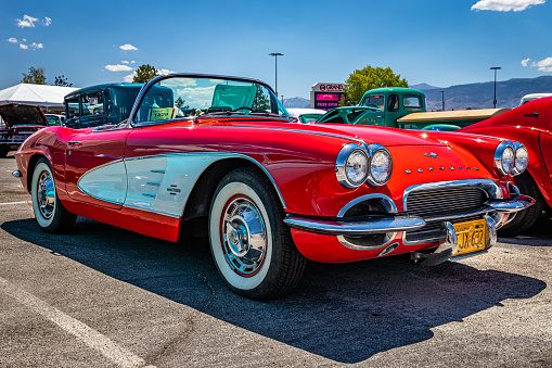 Reno, NV - August 4, 2021: 1961 Chevrolet Corvette Convertible at a local car show.
