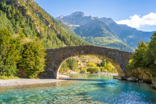 istock San Nicolas romanesque bridge Ara river Bujaruelo, Ordesa Huesca 1350720971