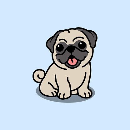 Ilustración de Lindo Perro Pug Sentado Dibujos Animados Ilustración  Vectorial y más Vectores Libres de Derechos de Doguillo - iStock