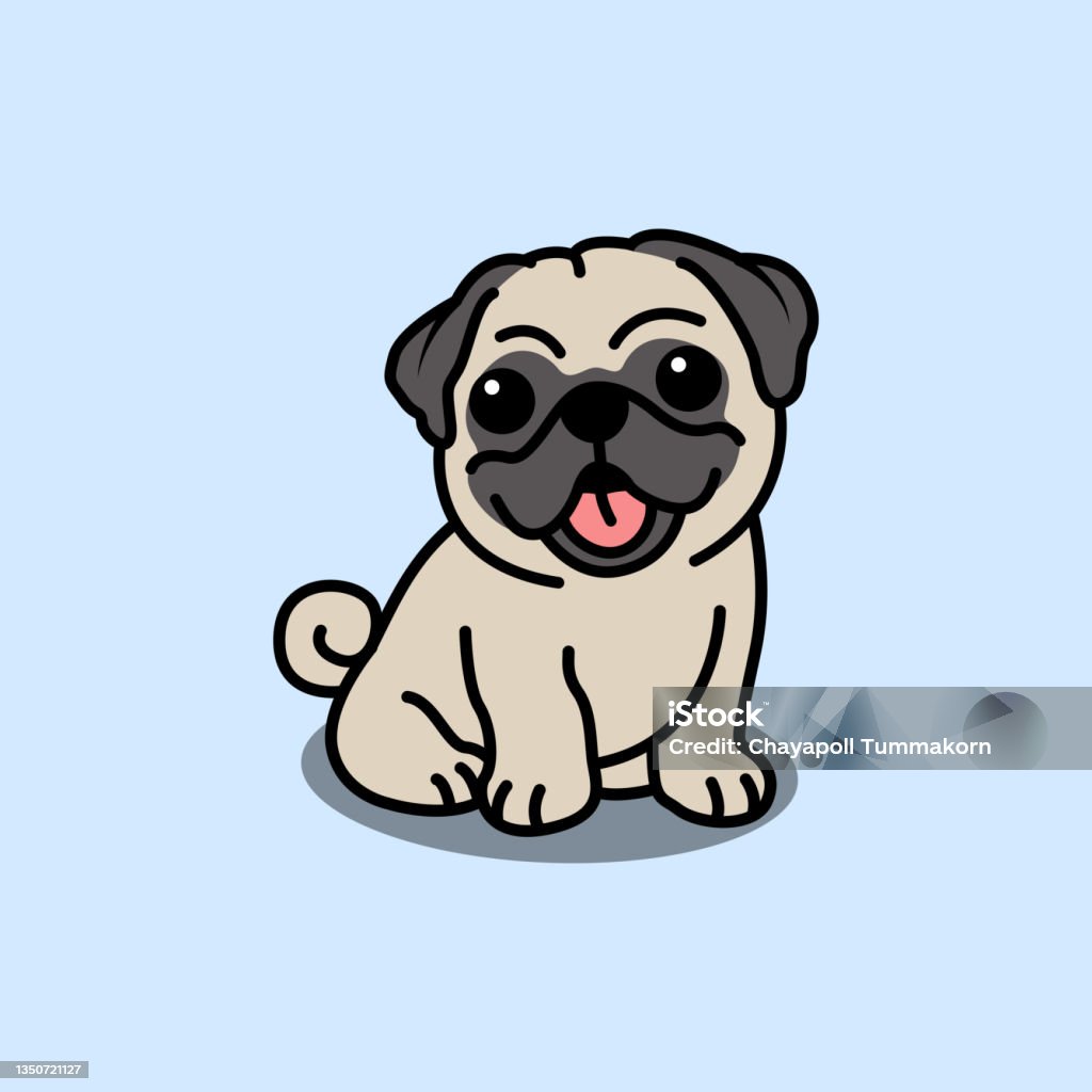 Cute Pug Dog Sitting Cartoon Vector Illustration Stock ...