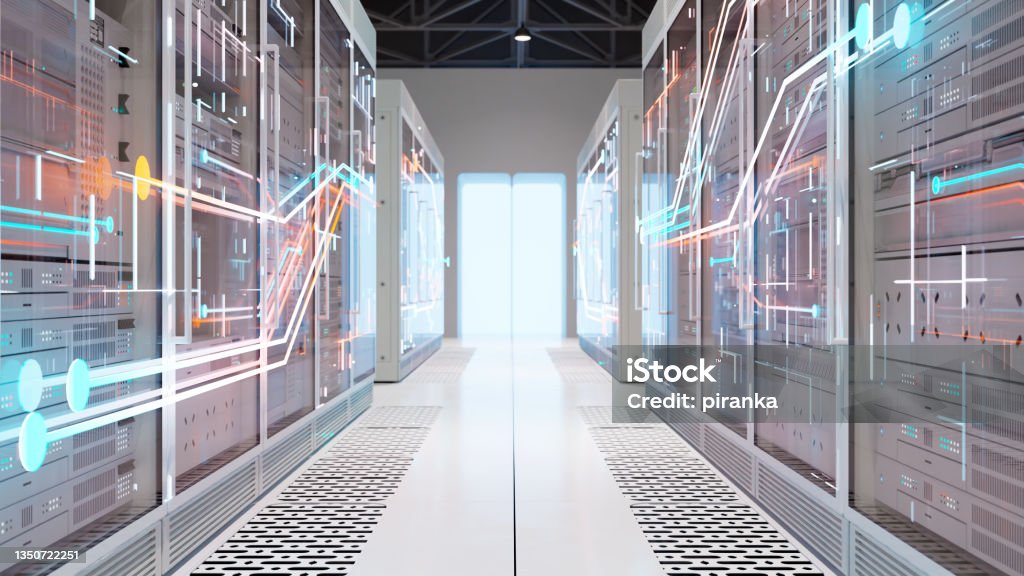 Data center Data center 3D render Technology Stock Photo