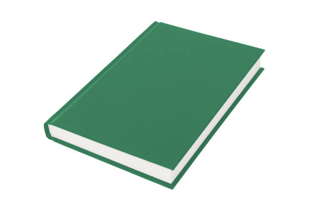 libro de tapa dura verde sobre fondo blanco con trazado de recorte - learning history old fashioned isolated objects fotografías e imágenes de stock