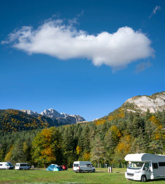 istock Camping in Valle de Hecho at Selva de Oza camper van in autumn, 1350724810