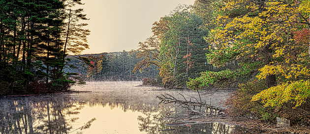 Harriman State Park, located in Rockland and Orange counties, in late autumn, early at sunrise