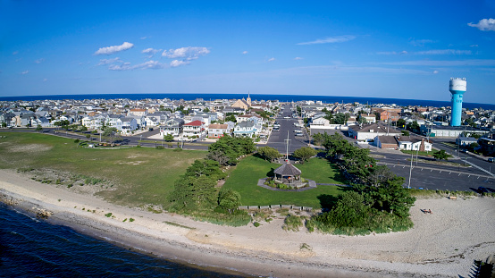 Aerial view of barrier island width along the New Jersey coastline.