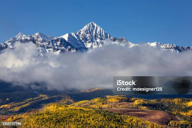 Wilson Peak With Fresh Snow And Fall Colors Near Telluride Colorado Stock Photo - Download Image Now