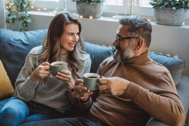 istock Mature couple at home for Christmas 1350728018