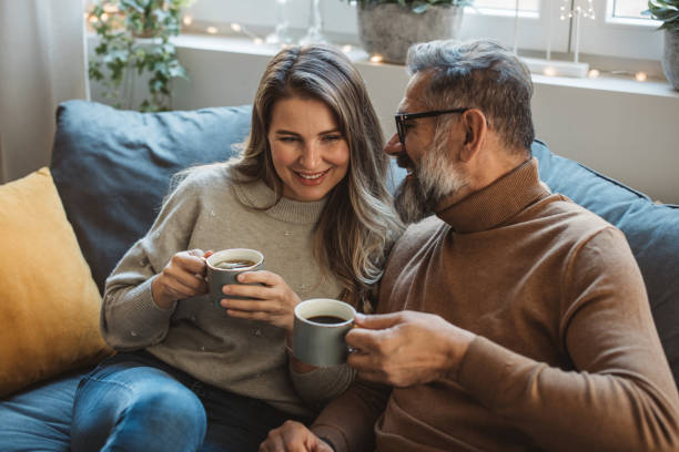 istock Mature couple at home for Christmas 1350728043