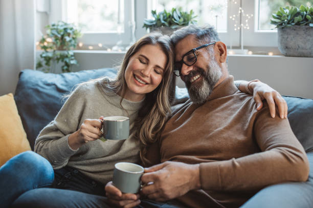 istock Mature couple at home for Christmas 1350728049