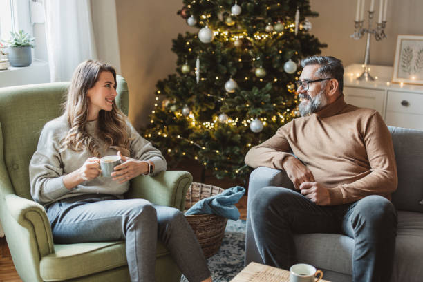 istock Mature couple at home for Christmas 1350728232