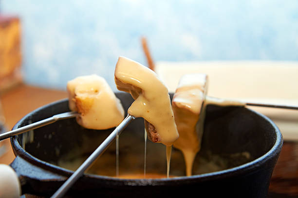 Traditional swiss cheese fondue