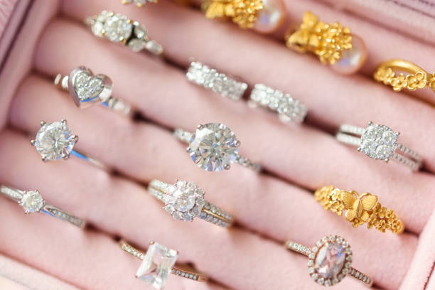 istock Jewelry diamond rings in box 1350730452