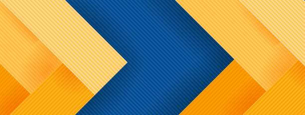 ilustraciones, imágenes clip art, dibujos animados e iconos de stock de fondo abstracto en colores azul verde y amarillo. concepto colorido con efecto 3d y rayas diagonales. banner creativo para redes sociales, sitio web o impreso. - straight lines