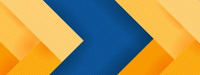 Abstract background in blue green and yellow colours. Colourful concept with 3d effect and diagonal stripes. Creative banner for social media, website or print.