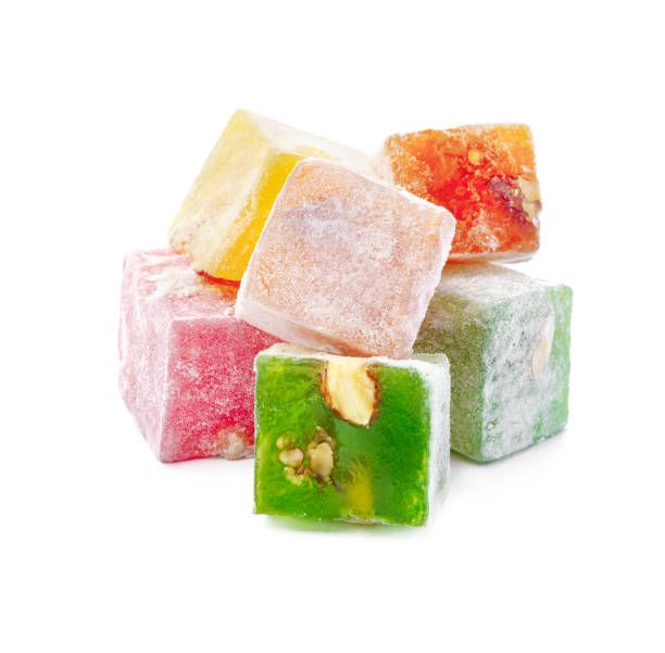 istock Traditional Turkish delight isolated on white background 1350741181