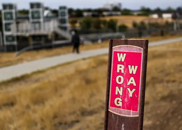 Photo of Wrong way sign in the park