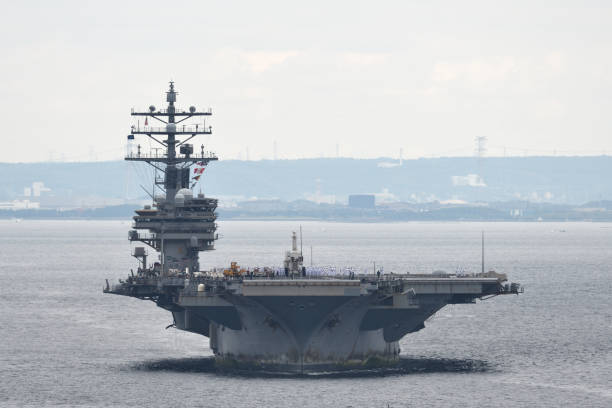 istock A US Navy aircraft carrier sailing in Tokyo Bay. 1350743607