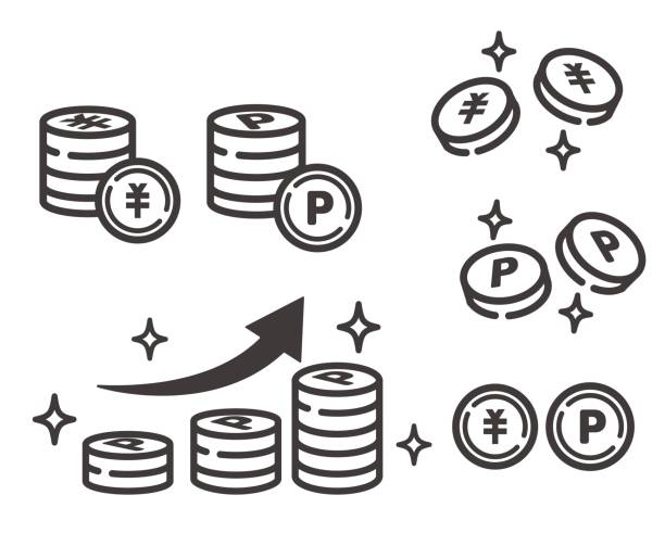 ilustracja wektorowa monet punktów i walut / aktywność poi / ikona / moneta - japanese currency shiny finance horizontal stock illustrations