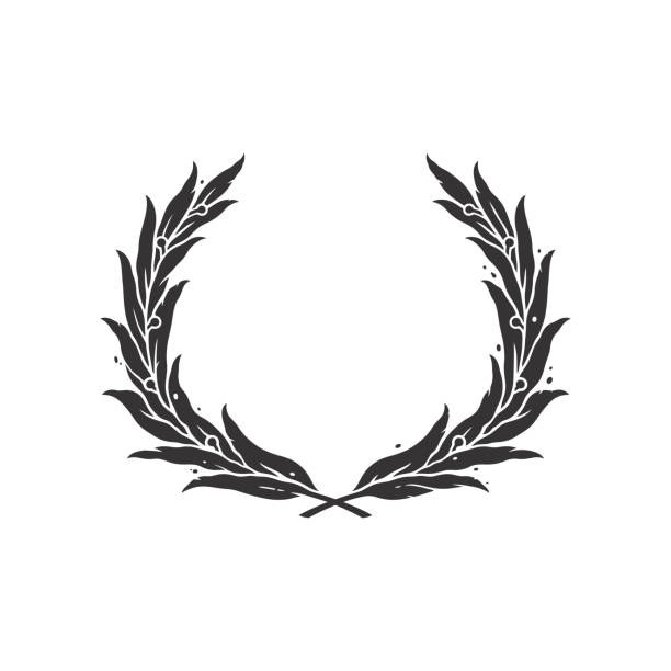 Laurel wreath grunge design Laurel wreath silhouette grunge design bay tree stock illustrations