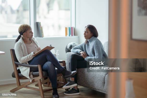 Therapist Meeting With A Client Stock Photo - Download Image Now - Mental Health, Mental Health Professional, Psychotherapy