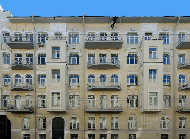 istock Traditional building facade fragment being cleaned 1350752566