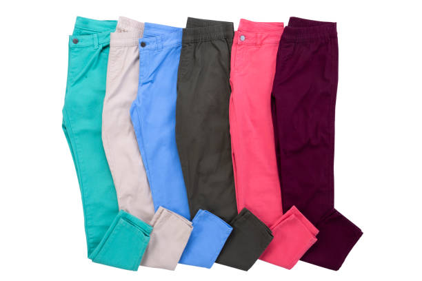 istock Group of colorful trousers isolated on white 1350754792