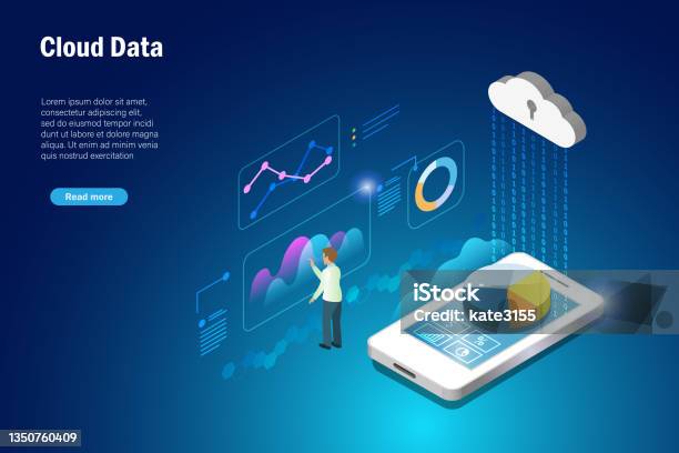Cloud Computing Data Storage Businessman Analysing Graph Chart From ...