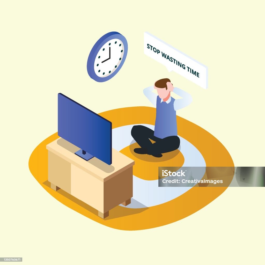 Less Time Wasted Vector Stop Wasting Time 3d Isometric Stock Illustration - Download Image Now ...