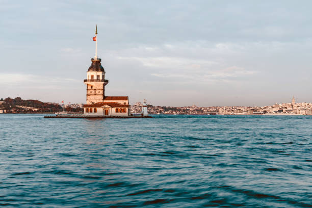 istock Maiden tower with old city istanbul background. 1350765908