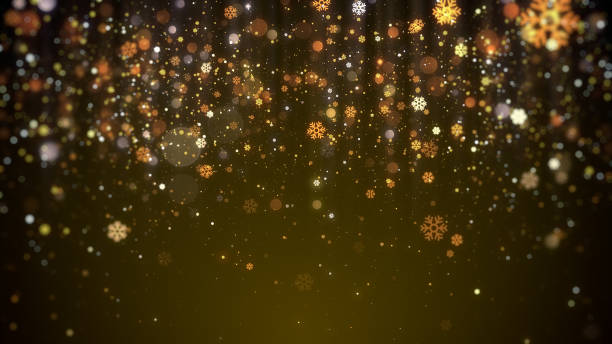 istock Gold christmas background with snowflakes and star 1350767597