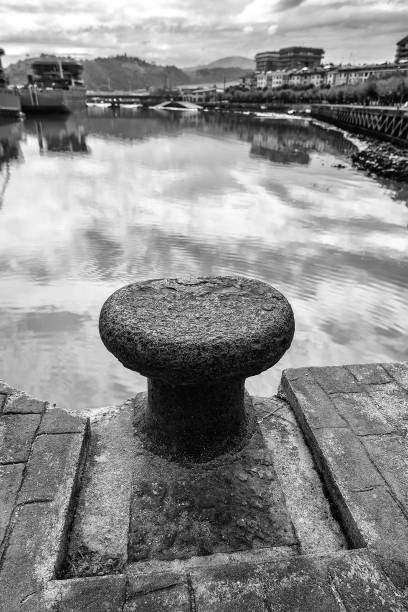 Detail of mooring for boats at a dock, maritime industry